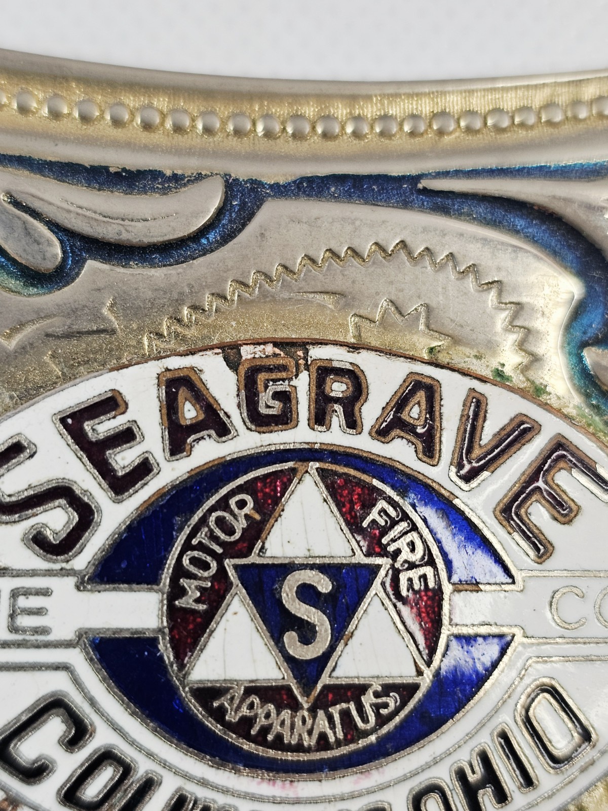 Seagrave Co Columbus Ohio Belt Buckle Motor Fire Apparatus Southwestern Floral