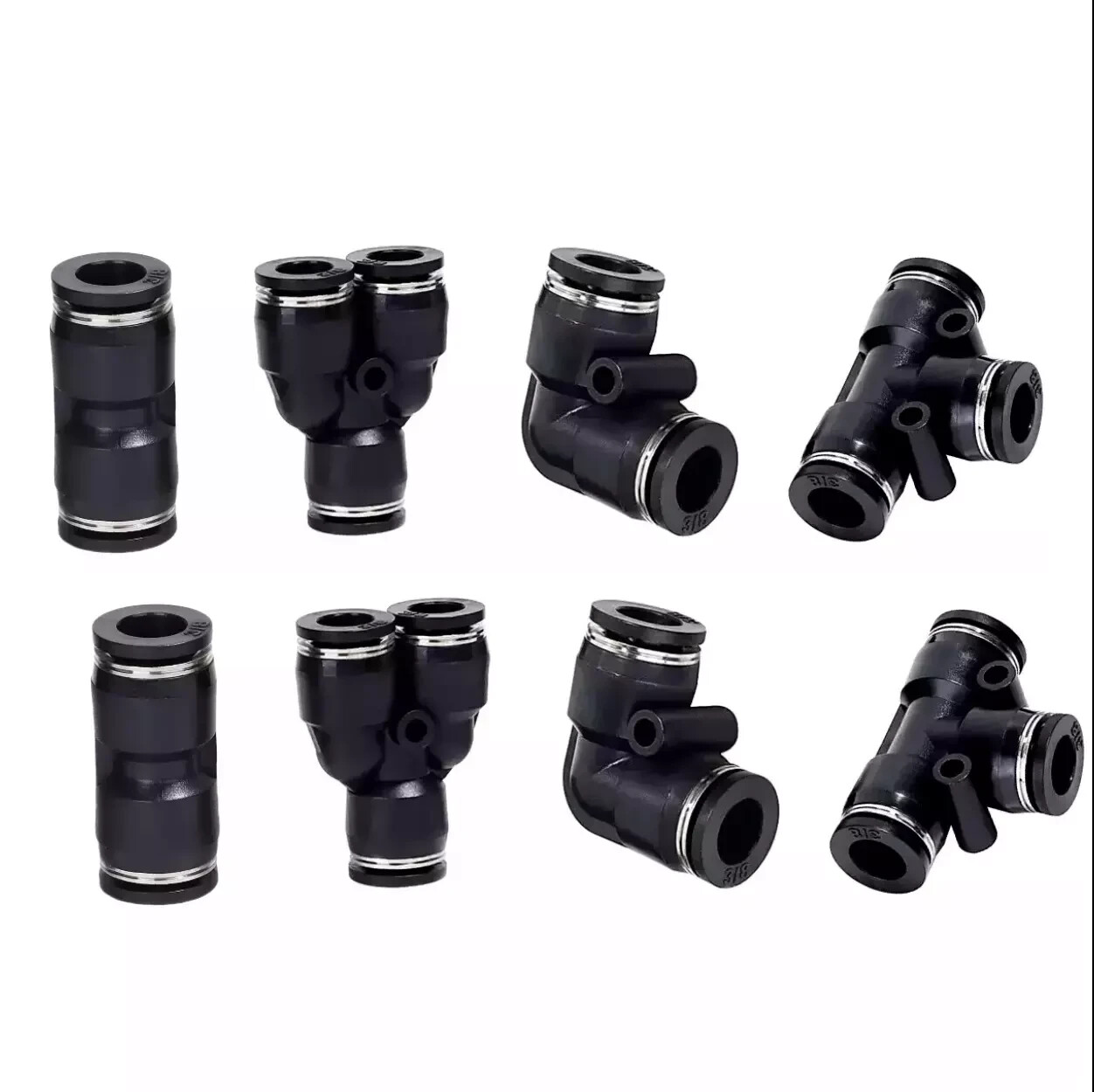 Nylon Air Line Kit 3/8'' OD 100ft Hose 1/4'' NPT Push to Connect Fittings 19Pcs