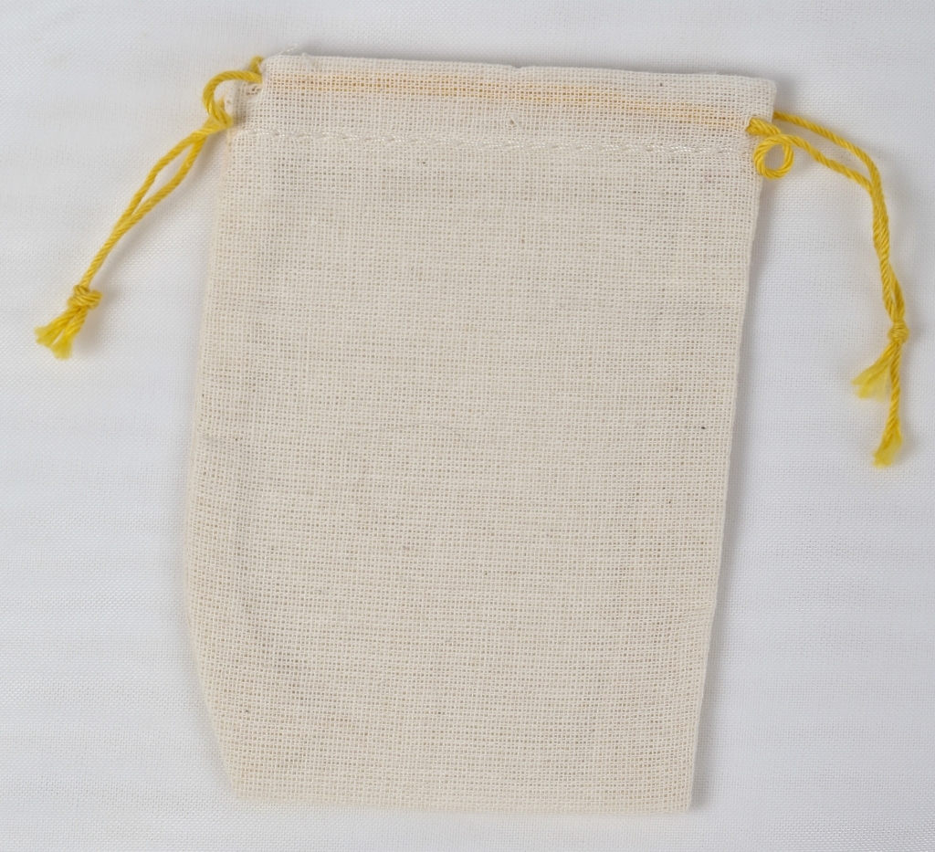 25(2.75x4) Muslin YELLOW Double Drawstring Bags