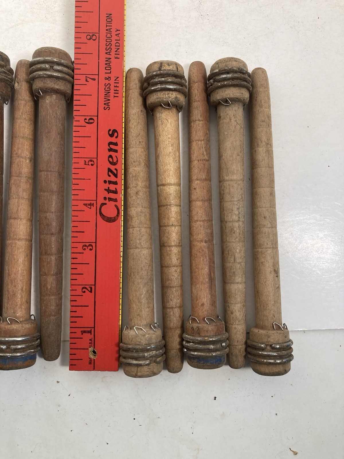 Wood Bobbins Wood Quills Vintage Factory Reclaimed Industrial 7 3/8", lot of 10