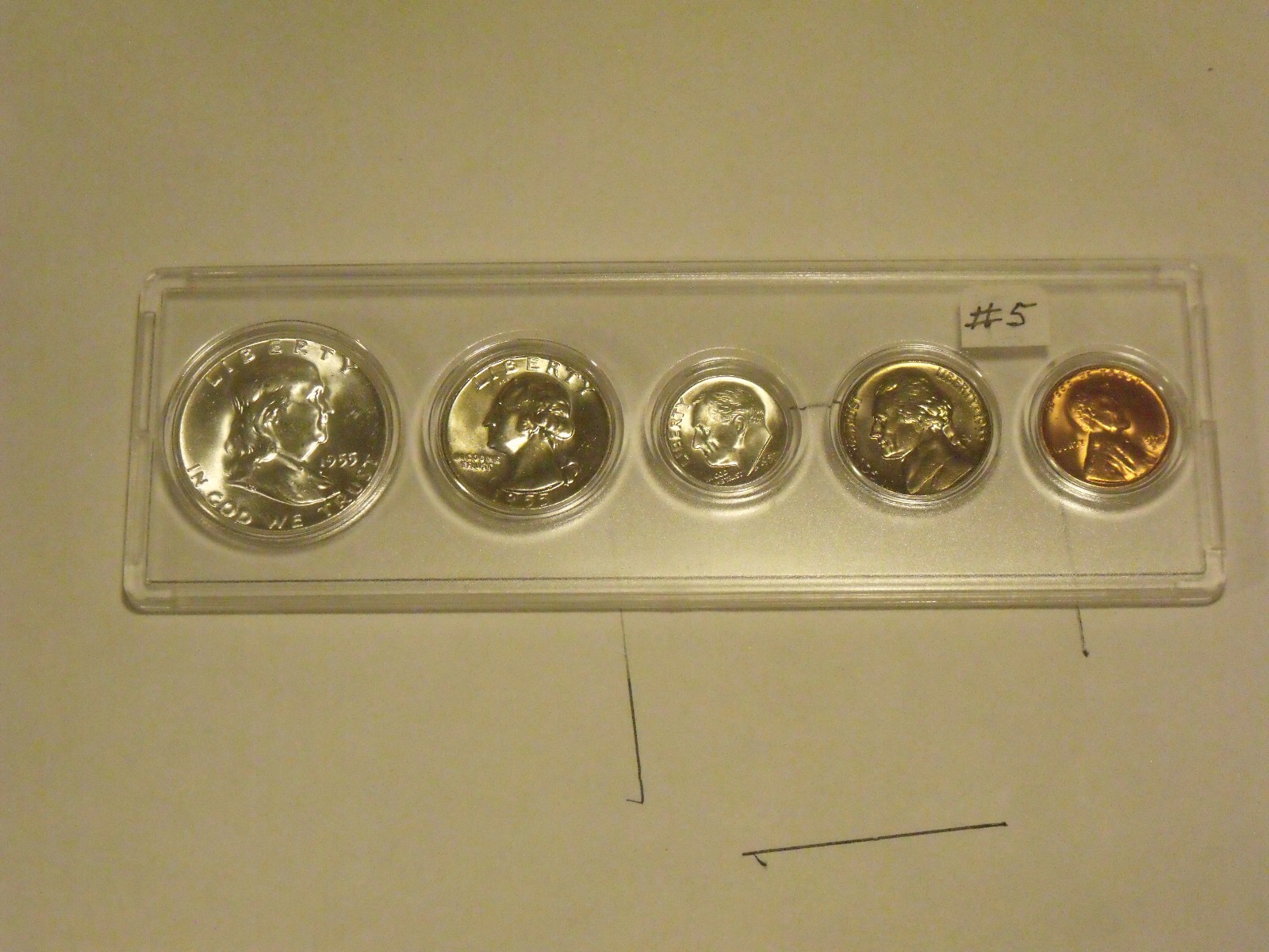 SILVER  1955 Mint/ Birth Year Set Brilliant Uncirculated w/Franklin half  #5