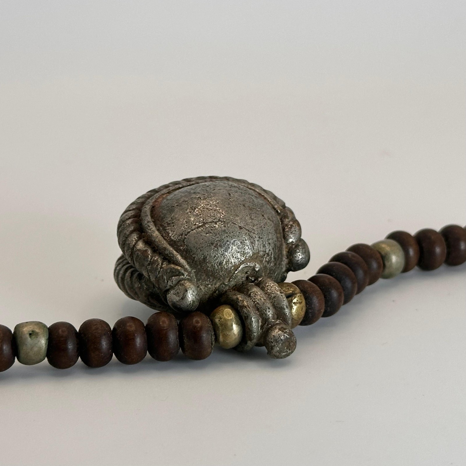 1930's Nepal himalayan Necklace with horn bead & Shell Pendant with pearl