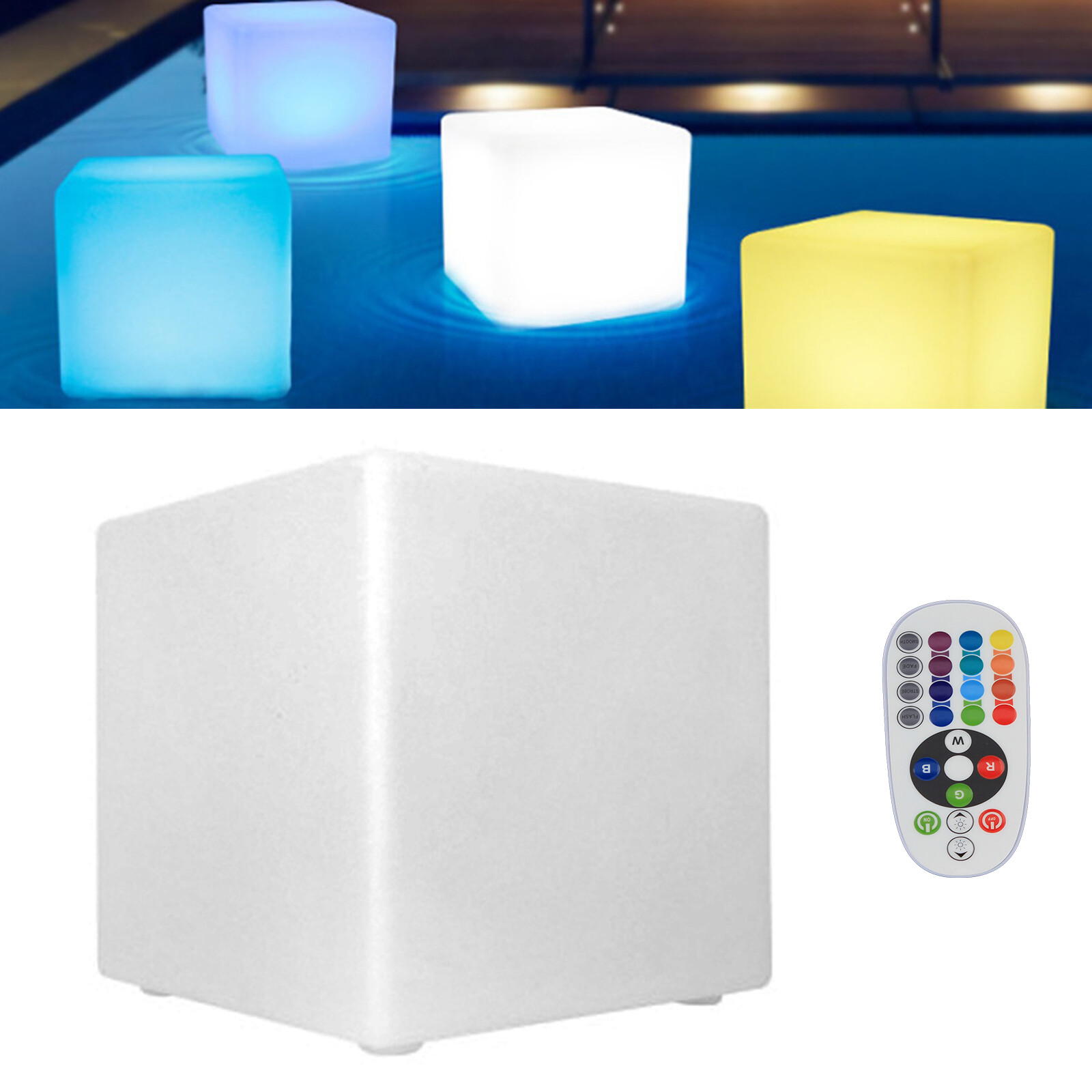 Cube LED RGB 16 Color Changing Light Stool Outdoor Indoor Patio Party Chair Seat