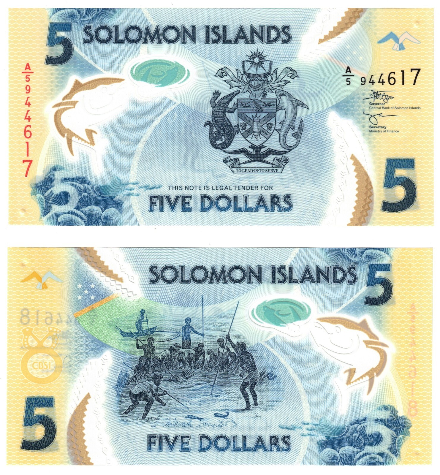 2021 Solomon Islands 5 Dollars Banknote UNC P38b Prefix A5 Polymer NEW Signature