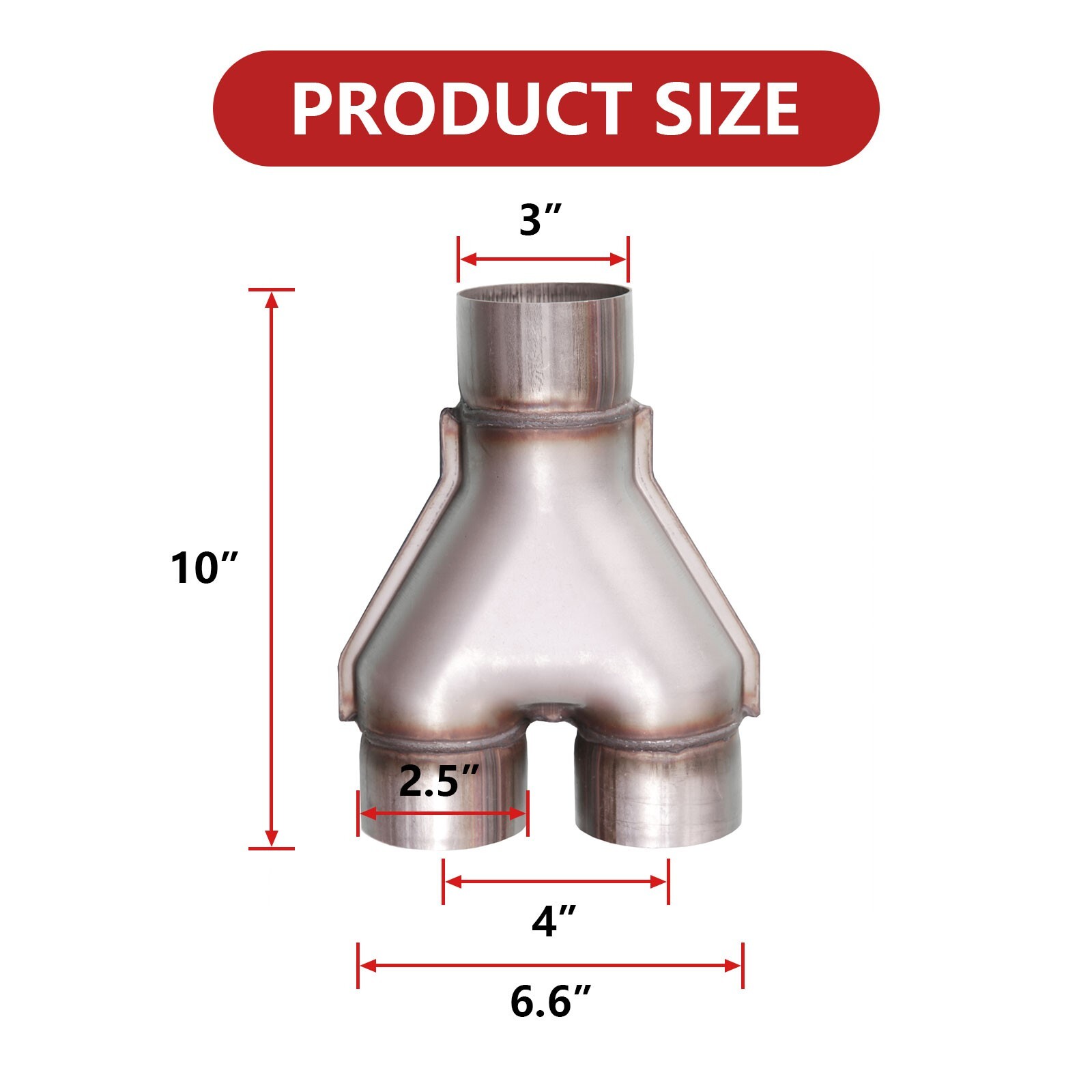 Universal 409 Stainless Exhaust Y Pipe 3" Single to2.5" Dual Exhaust muffler