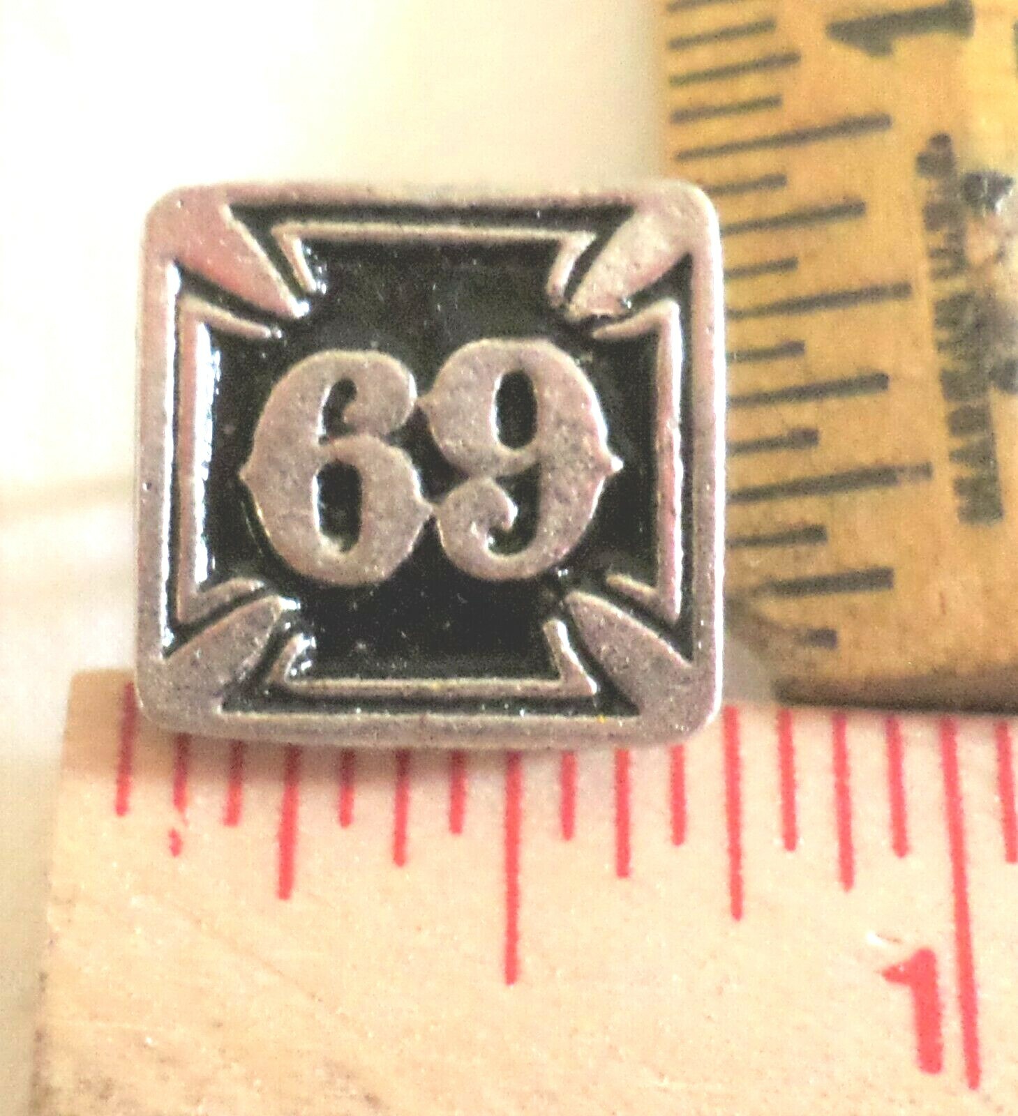 69 pin vintage motorcycle collectible old biker badge vest hat novelty pinback