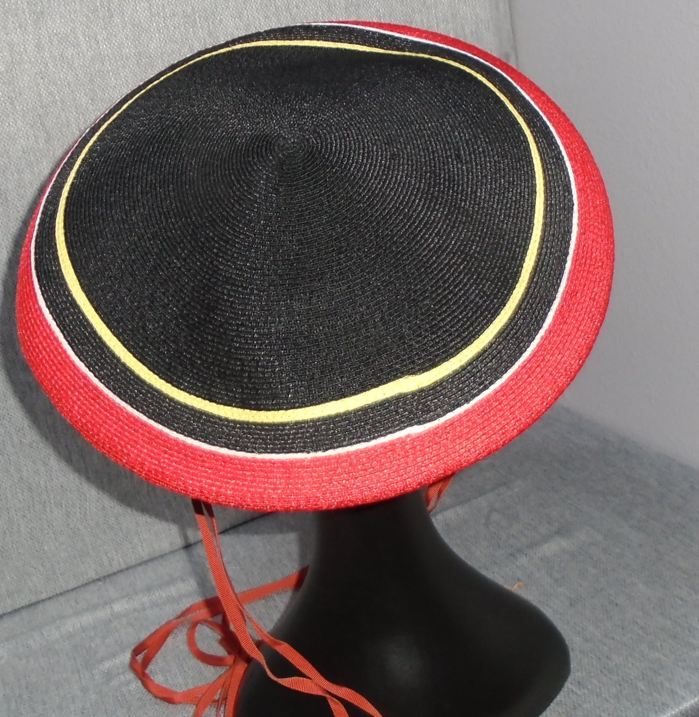 YSL Yves Saint Laurent Designer Vintage RED Black Hat