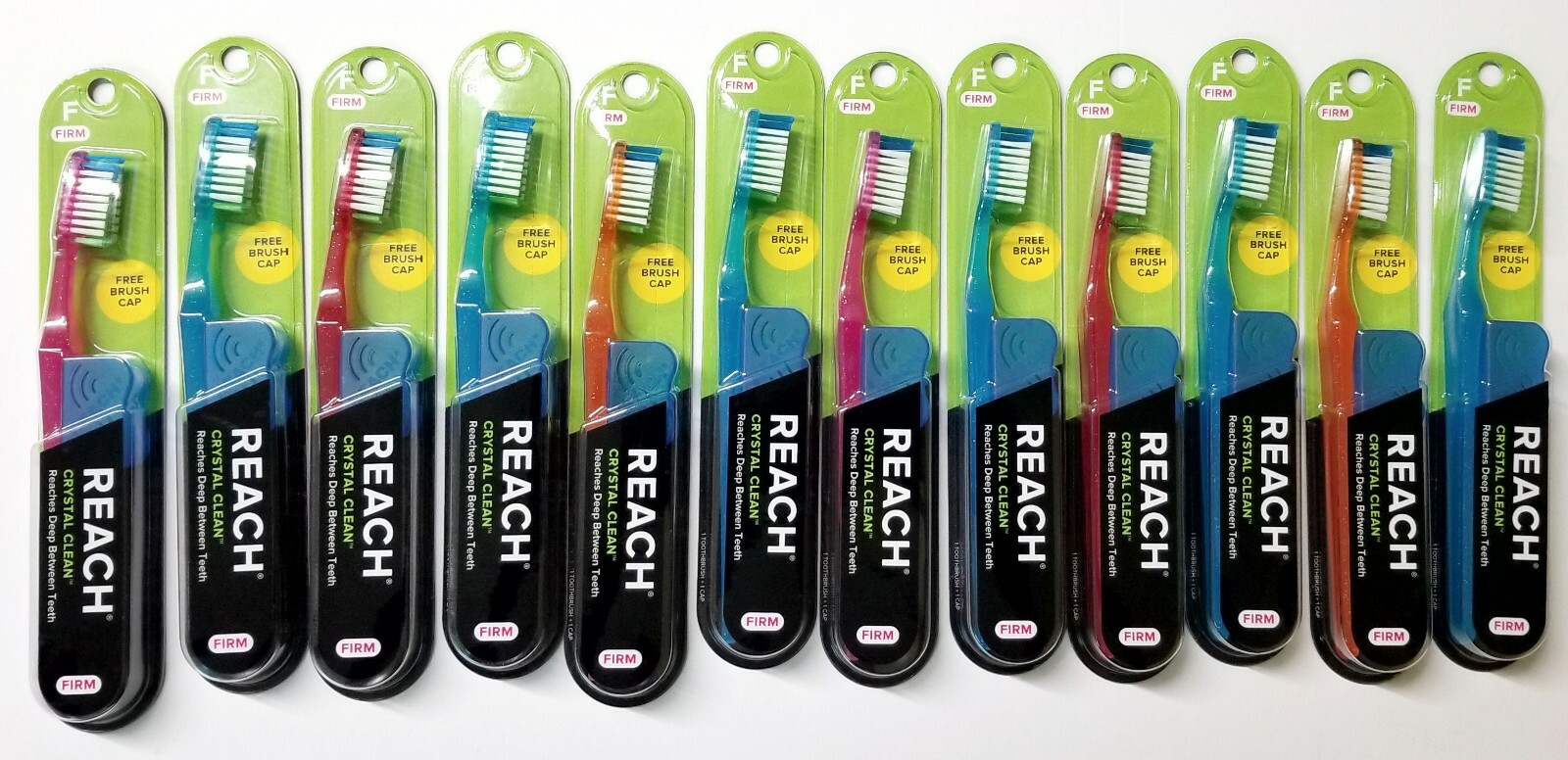 12 Reach Toothbrush Crystal Clean FIRM Bristles Hard Toothbrushes FREE SHIPPING