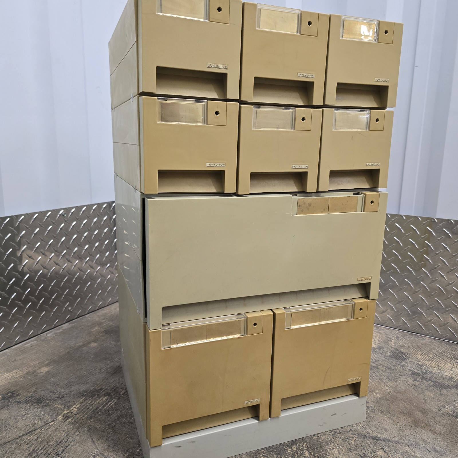 Exponent Vintage 9 Drawer Media Storage 3.5" & 5.25" Floppy Disk 1988 Italy