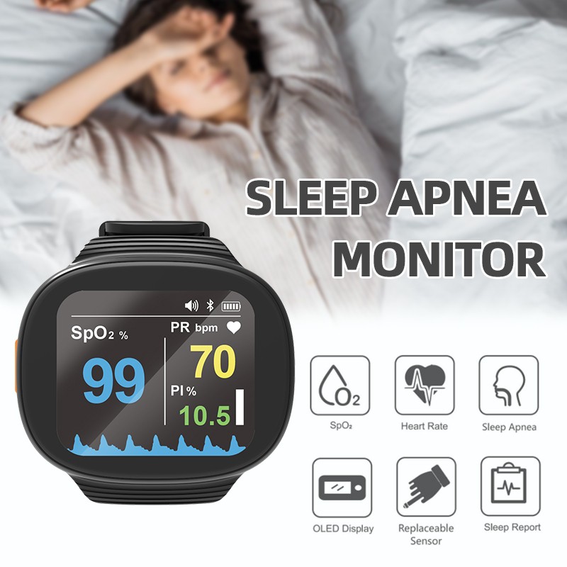 Wrist Sleep Pulse Oximeter, Rechargeable Continuous SpO2 & Heart Rate Monitor