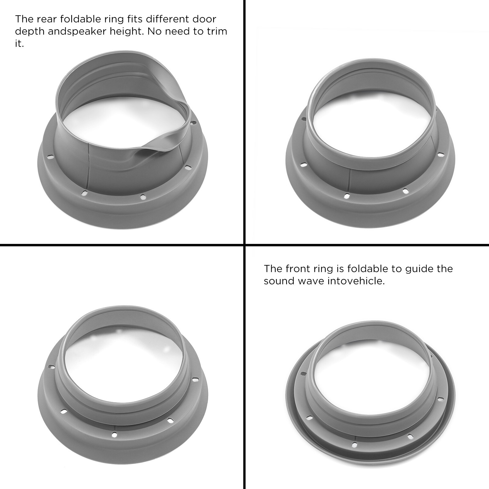 Recoil SPB65K Foldable Silicone 6.5” Car Speaker Baffle Kits, Four Pieces