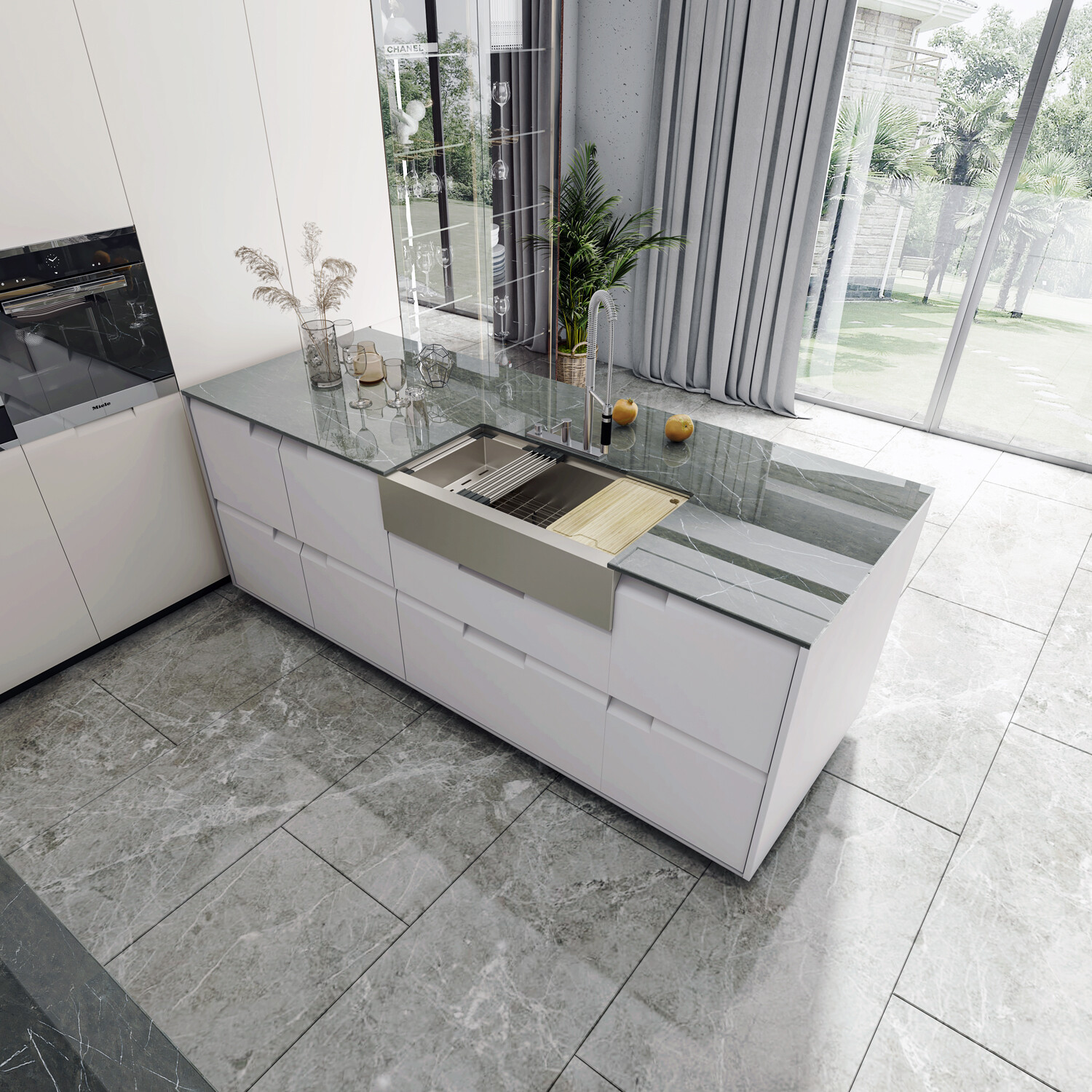 Sinber 36'' Farmhouse Apron Single Bowl Workstation Kitchen Sink KSS0006S-OLE