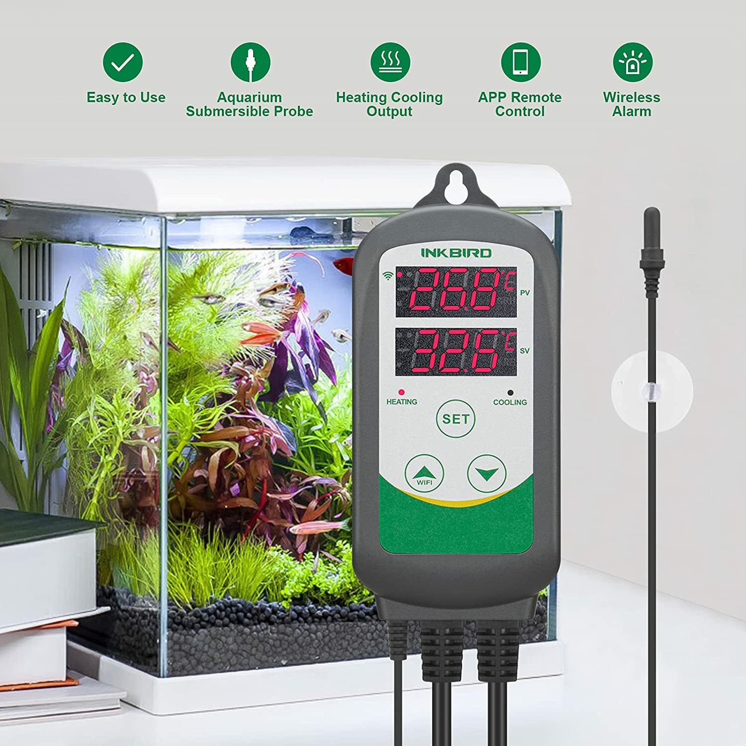 INKBIRD Temperature Controller WiFi ITC-308 Aquarium Fish Tanks Heating Cooling