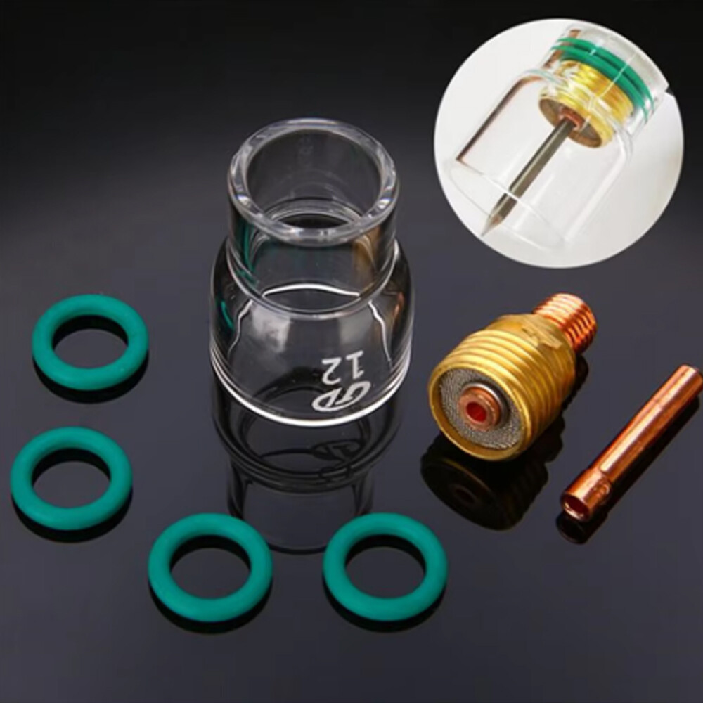 TIG Welding Torch,3/32 Gas Lens #12 Pyrex Cup 2.4mm Collet Kit for WP-17,18,26