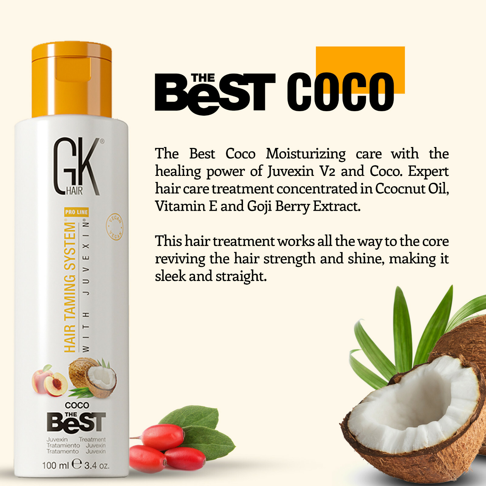 GK HAIR Women The Best COCO Vegan Smoothing Keratin Treatment Free Serum 0.34 oz