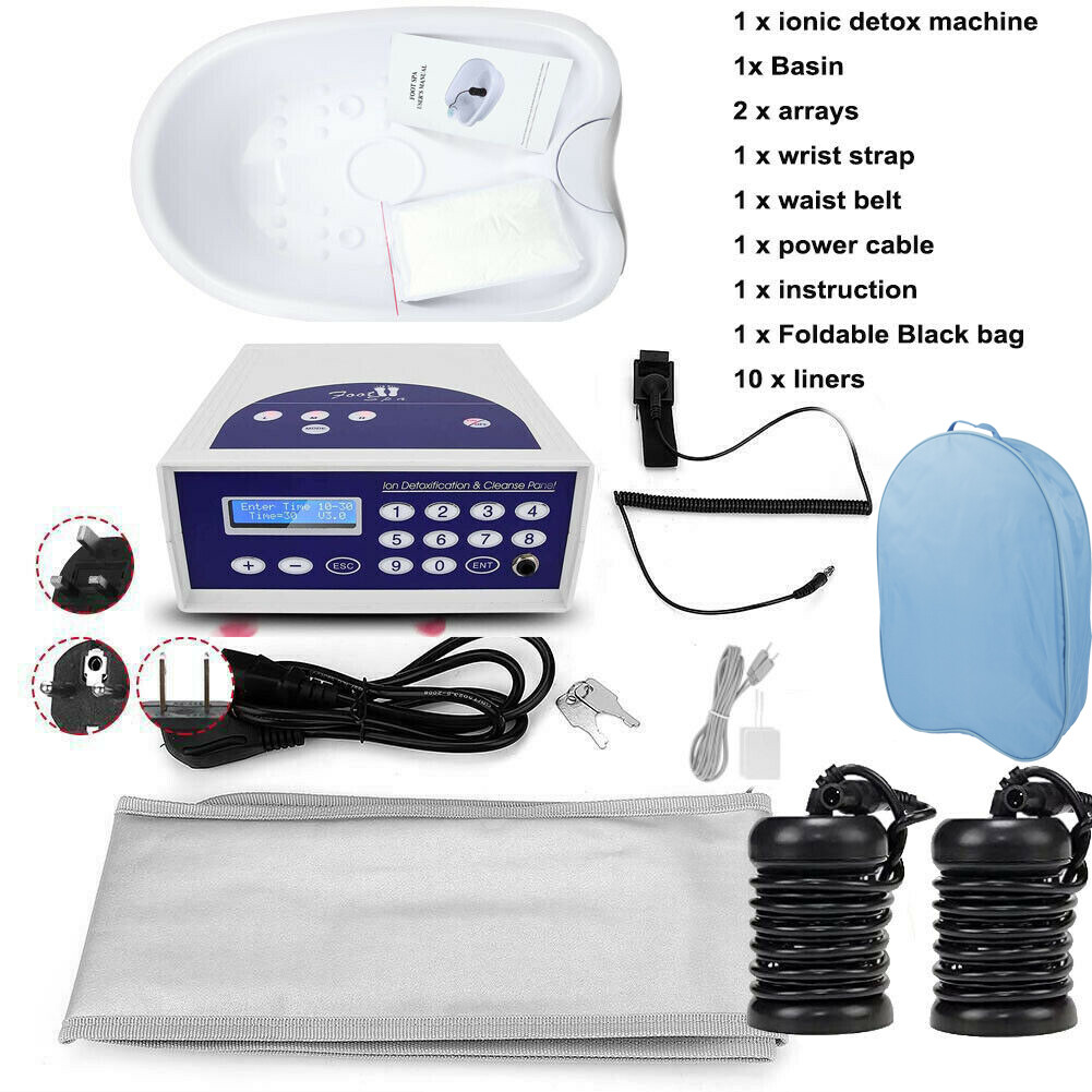 Portable Ionic Detox Foot Bath Spa Machine Kit Ion Aqua Cleanse With Hand Belt