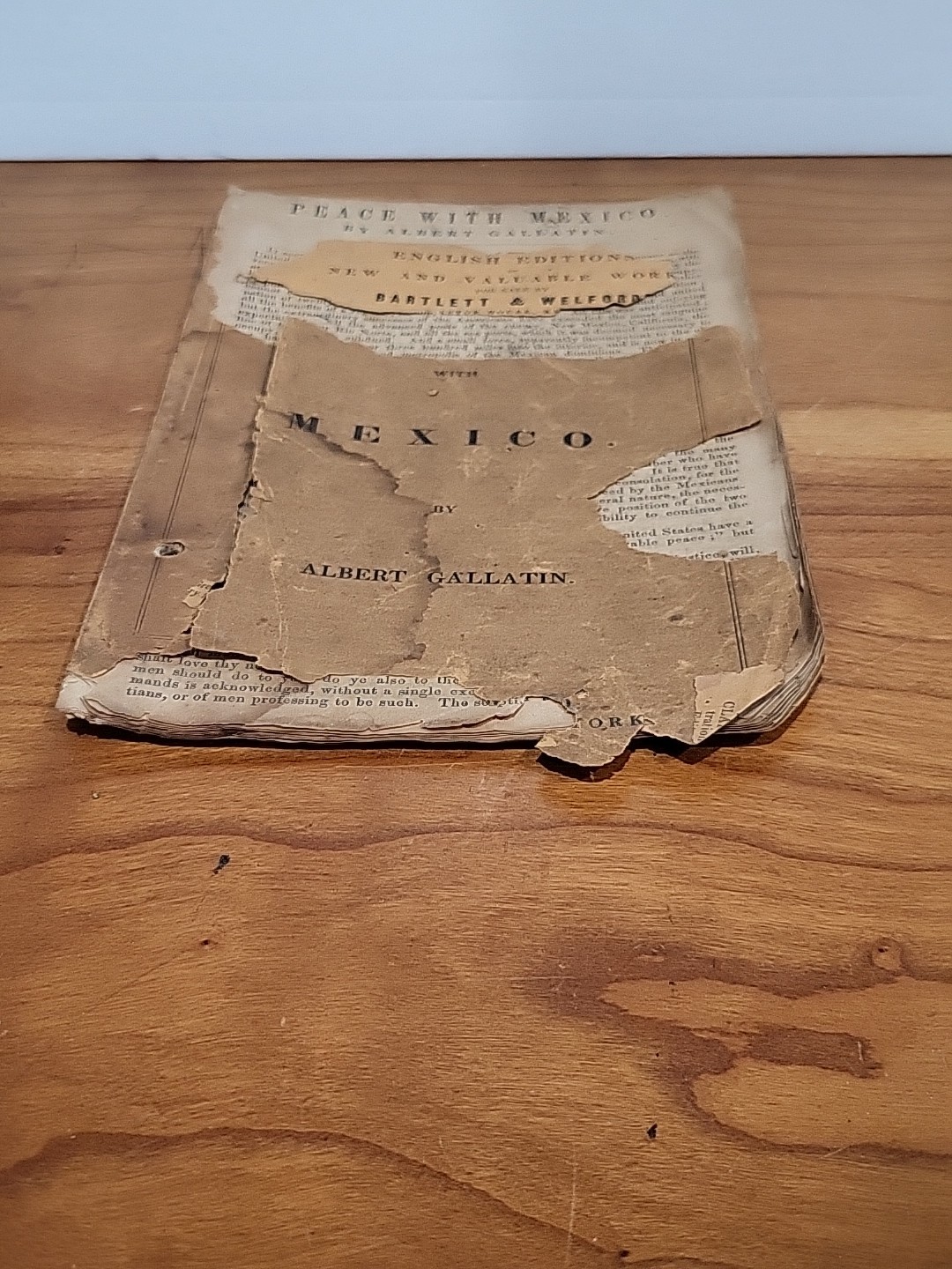 1847 First Edition Peace With Mexico Albert Gallatin ANTI-WAR Annexation Texas