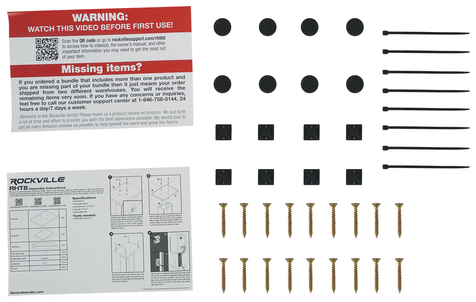 Pair Rockville RHT8D Dark Wood Computer/Bookshelf Desktop Speaker/Monitor Stands