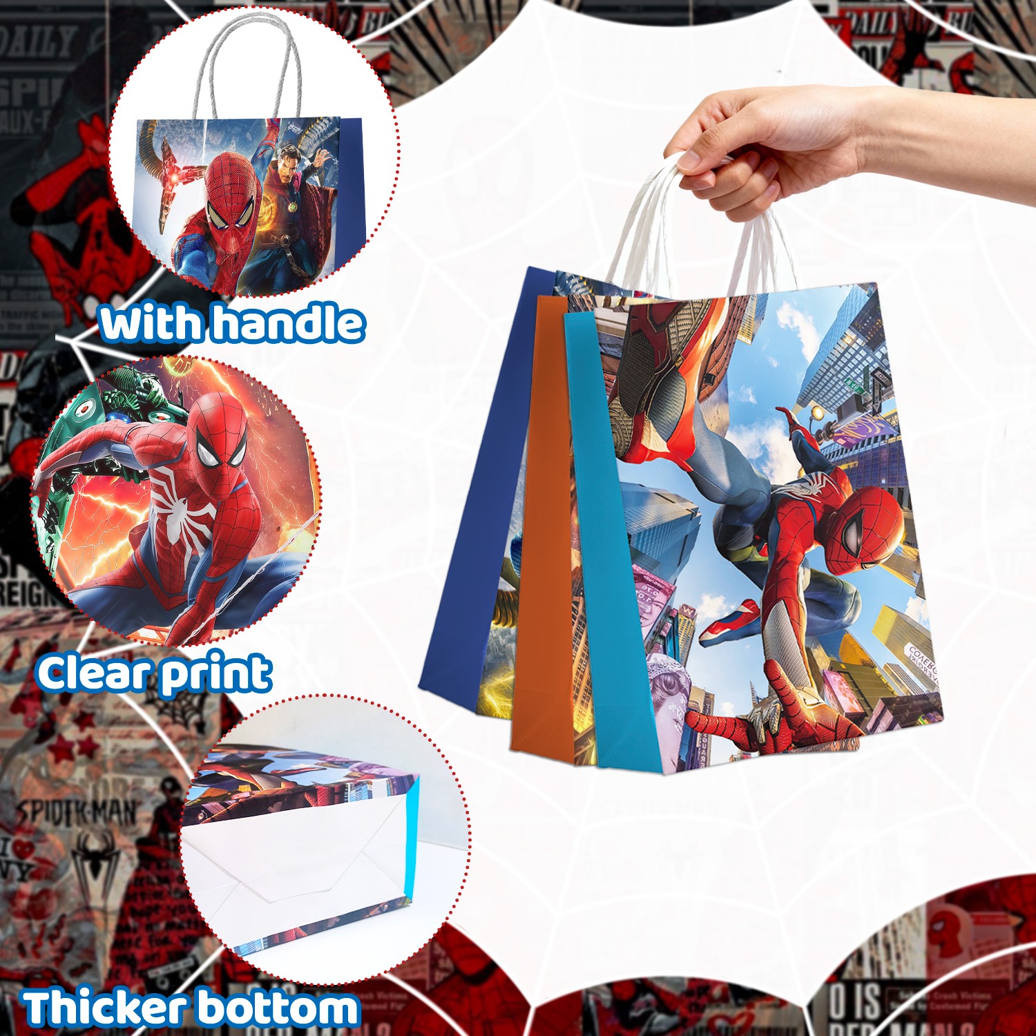 18 Pcs Spiderman Party Favors Gift Bag Avengers Goodie Bags Loot Bags Food Bags