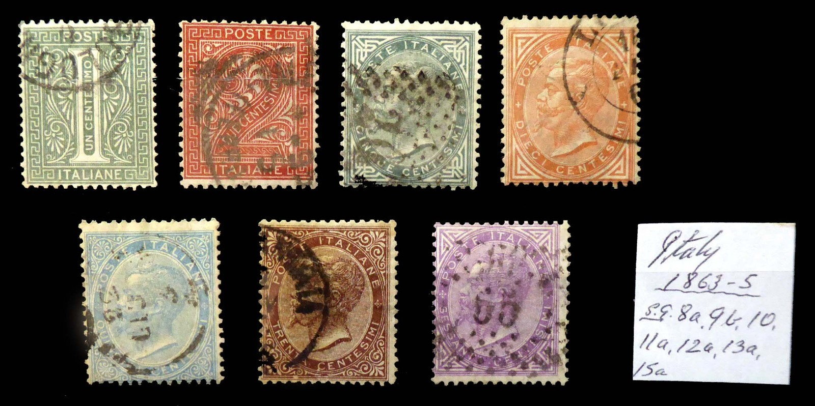 ITALY 1863-5 - 7 Values Fine/Used As Described GX63