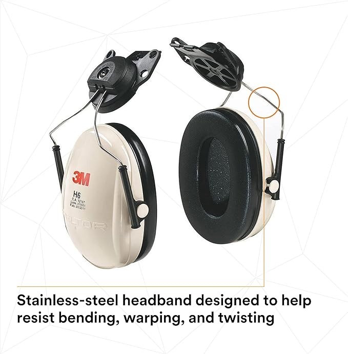 3M H6P3E/V Cap Mount Ear Muffs Construction Hard Hat Attachment Noise NRR 21 dB