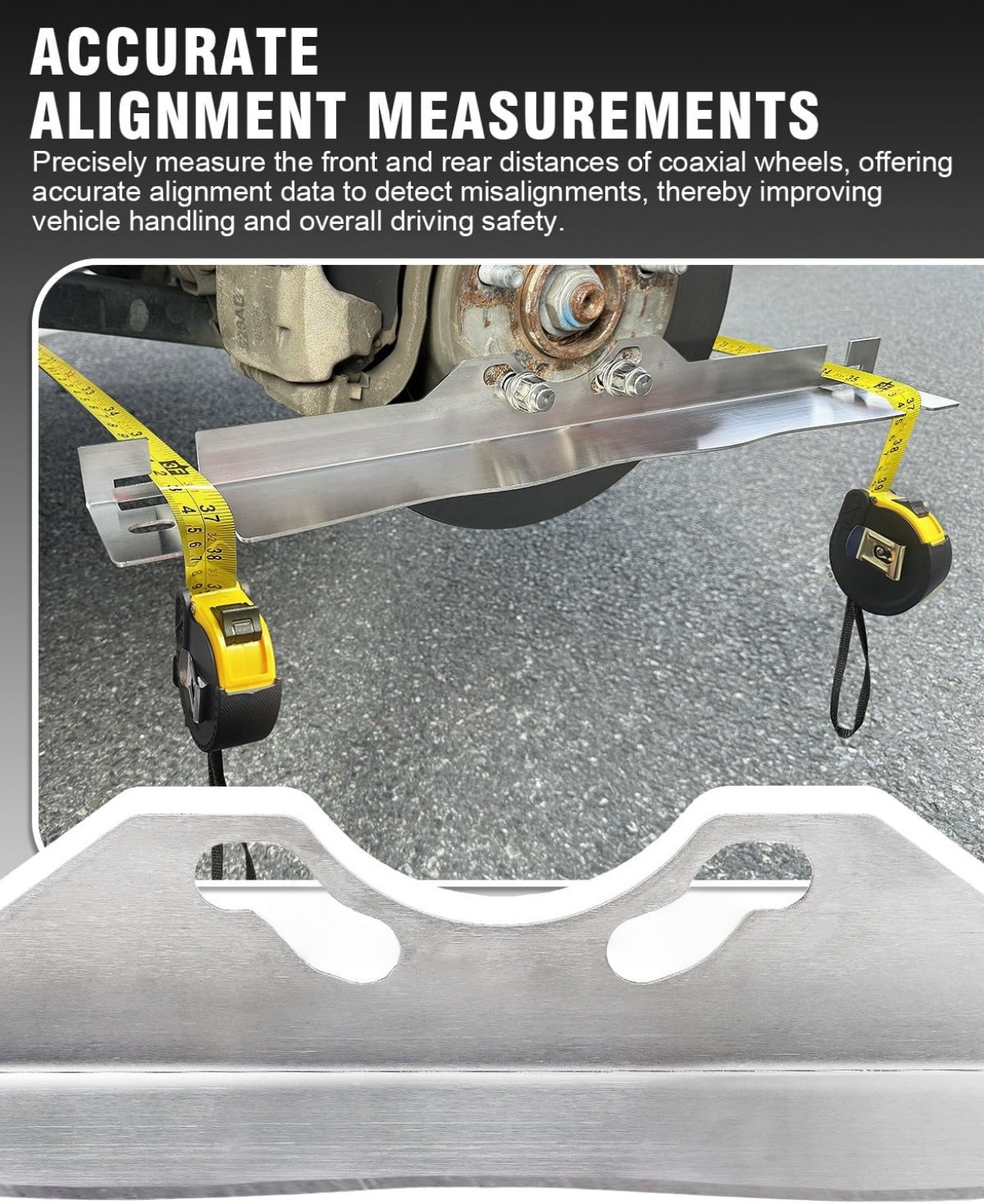 Toe Alignment Tool Plates With 2 Tape Measures, Car Wheel Alignment Gauge Set