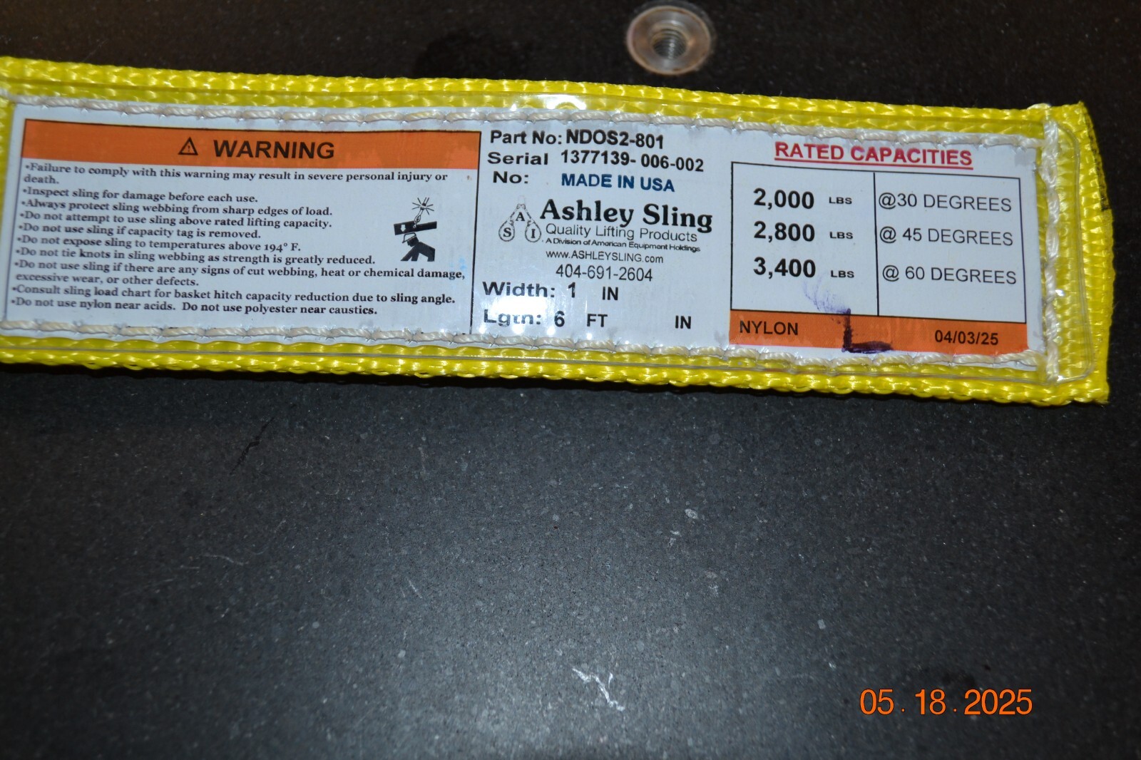 Two Leg Nylon Web Spreader w 1/2" Alloy Link x 6 ft Spreader Crane 1 ton Hooks