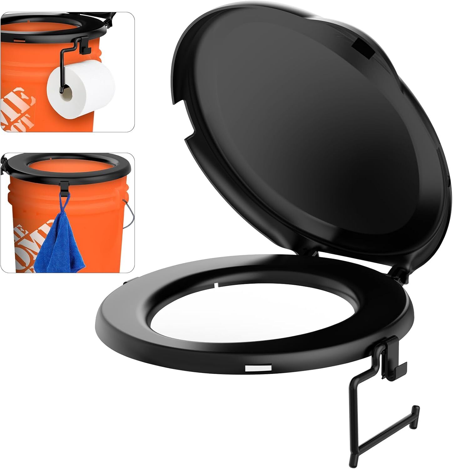 Portable Toilet Seat for 5 Gal Buckets, Camping Toilet Seat with Lid for Outdoor