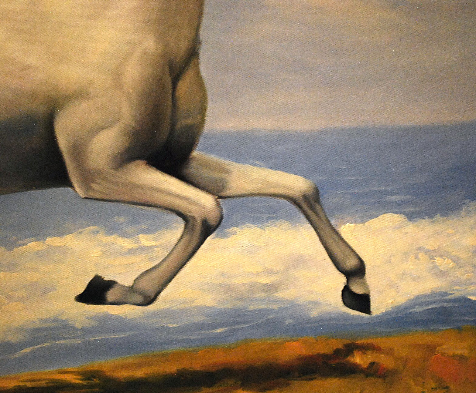 HORSE RUNNING ALONG OCEAN Original Art ACRYLIC PAINTING/CANVAS Signed 36" x 24"