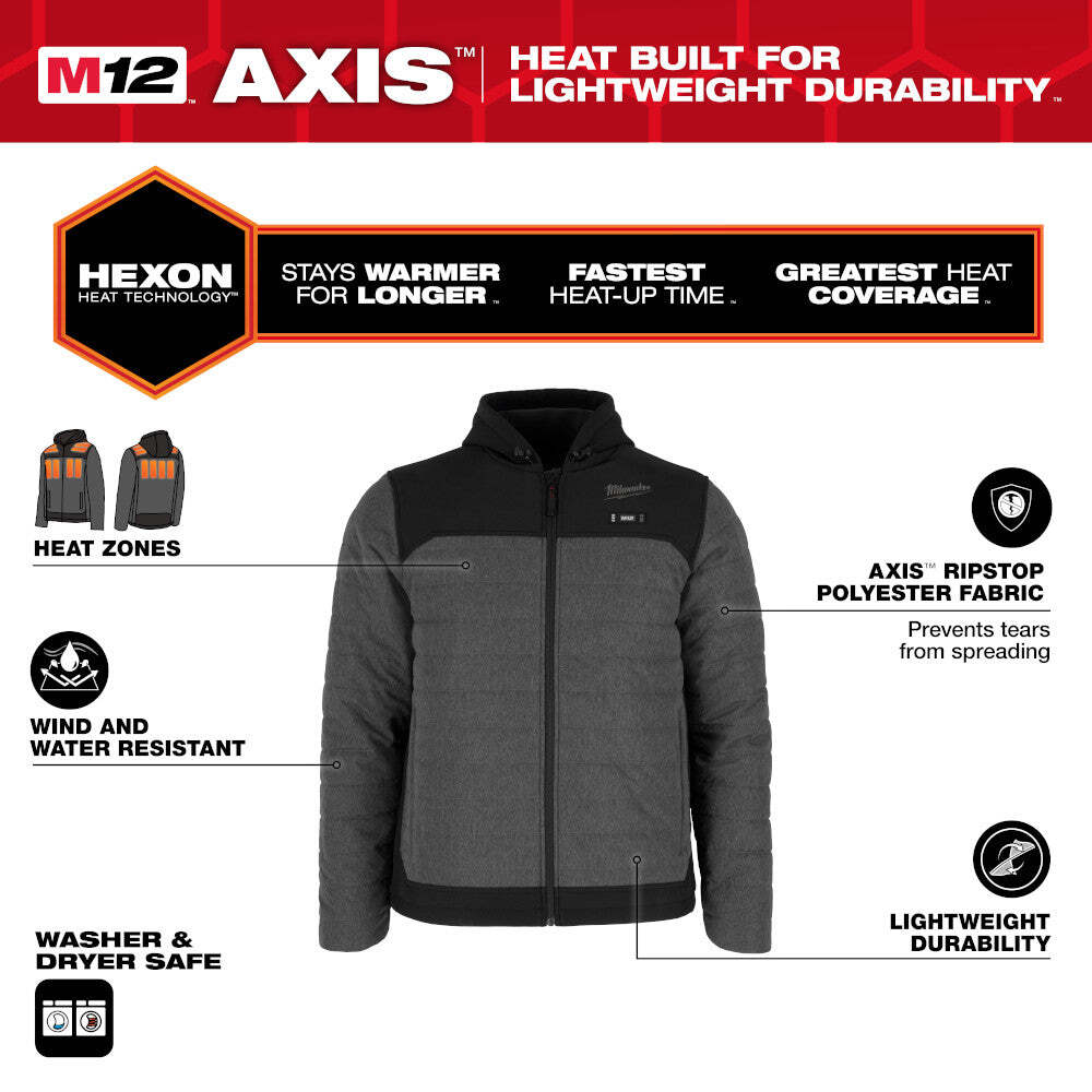 Milwaukee M102G-21L M12 12V Durable Li-Ion Heated AXIS Jacket