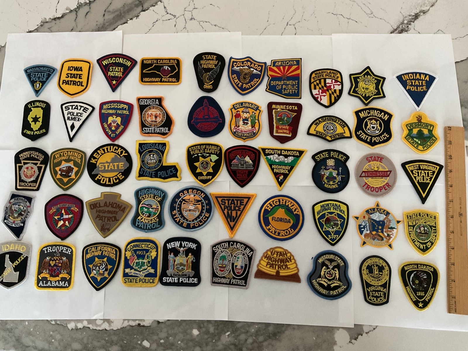 Police collectors patch set 50 pieces state patches. All hat size smaller patch