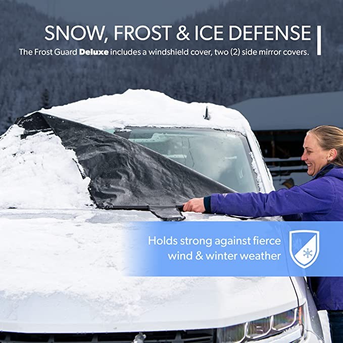 FrostGuard Deluxe Full-Coverage Windshield Cover Standard Size 41 x 59 - Black