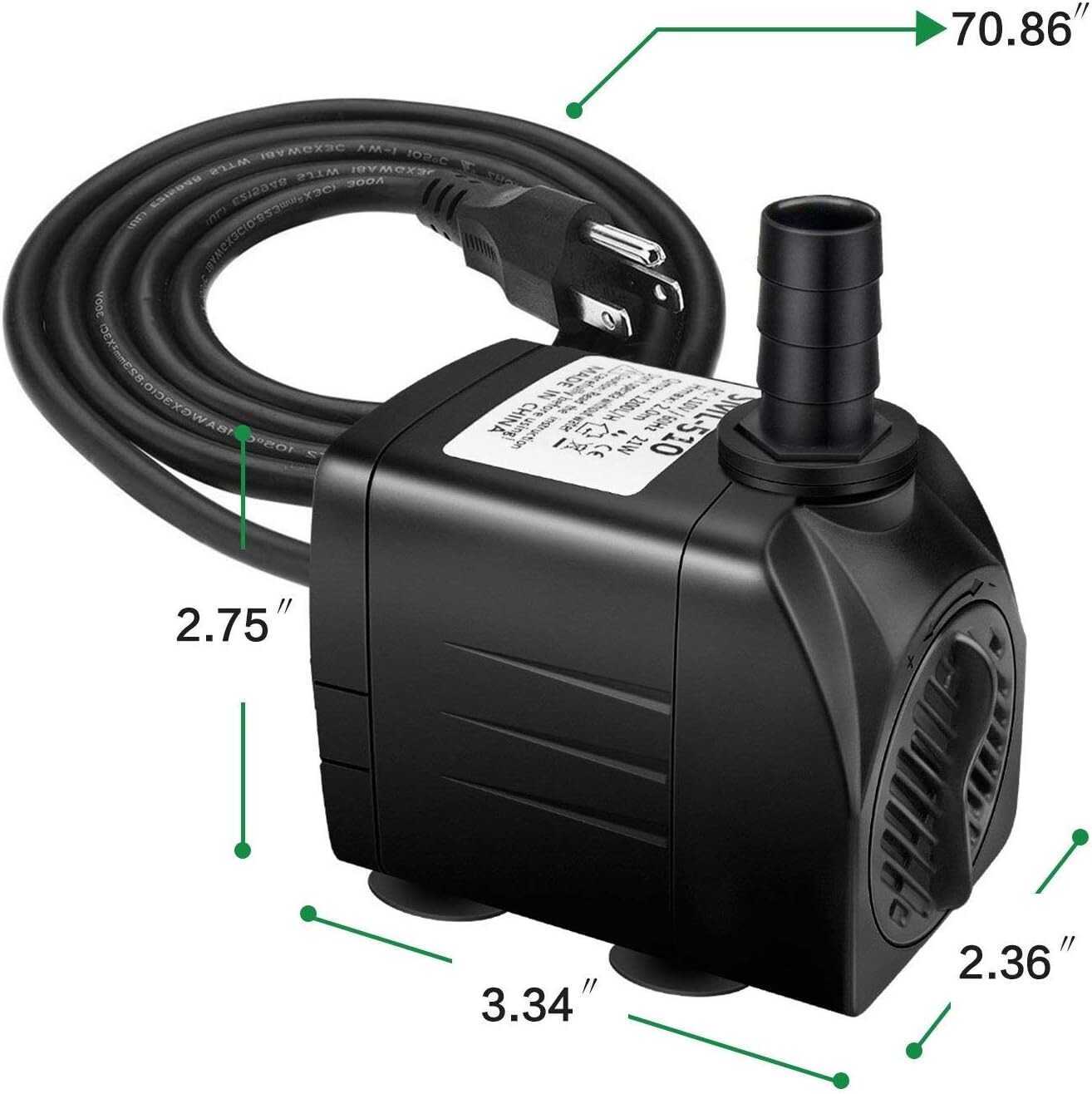 160GPH Aquarium Water Pump Adjustable Submersible Pump for Fish Tank Statuar