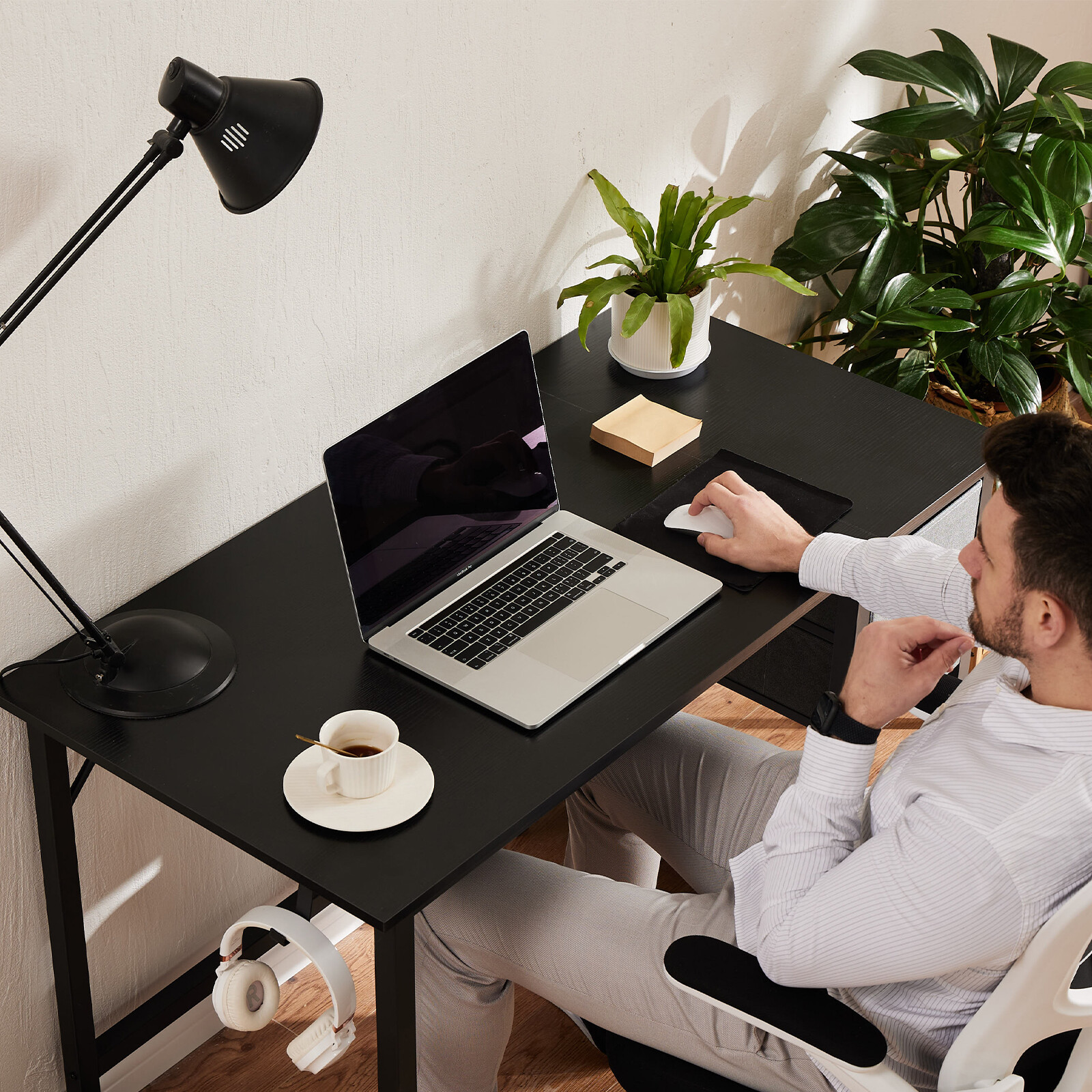 Home Office Computer Desk with 2 Storage Drawers, Hooks, PC Stand - 40"/47" Size