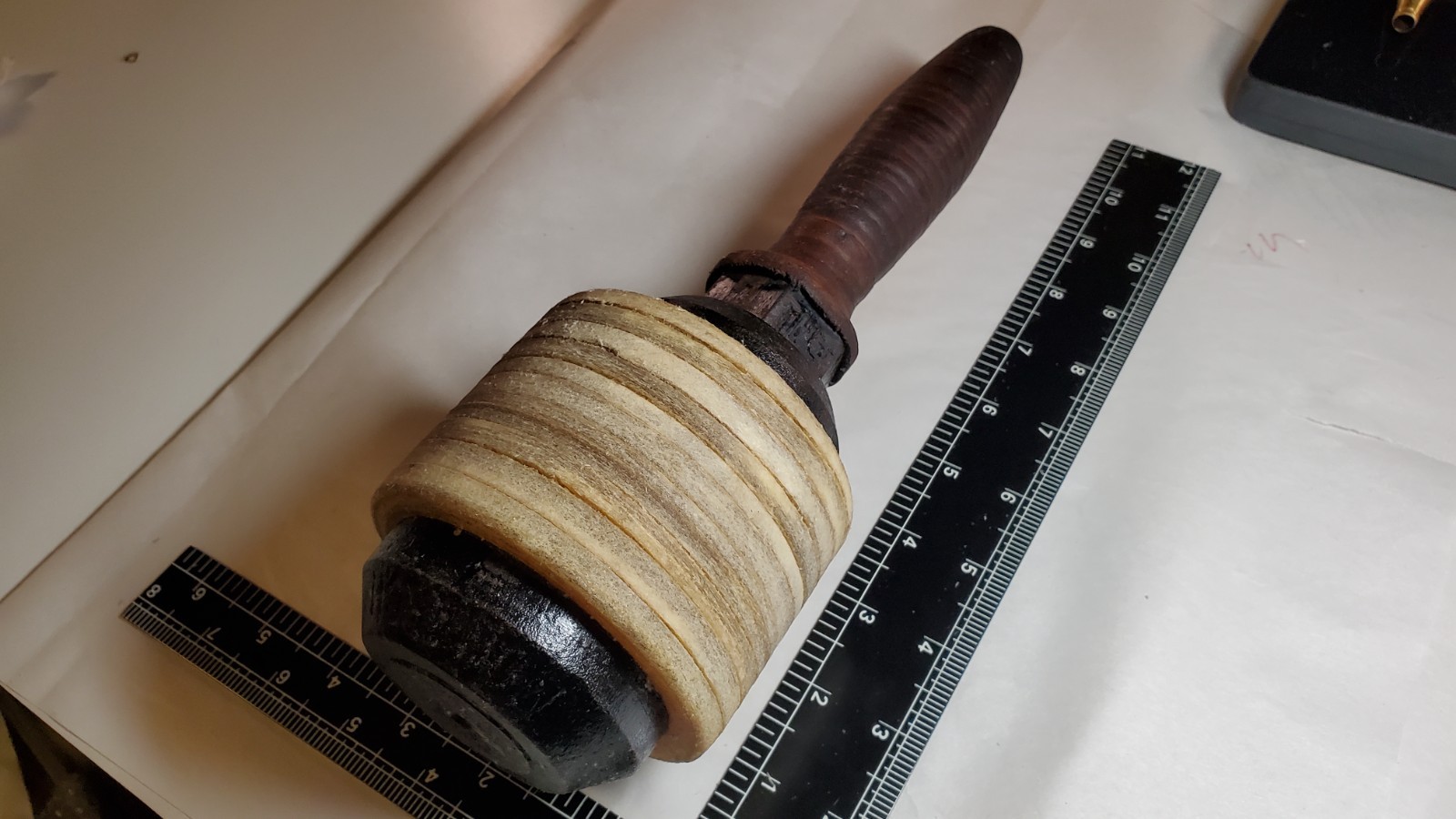 Hammer Maul 5 Lb Vintage Cast Iron Stacked Rawhide & Leather / Monarch Stamp