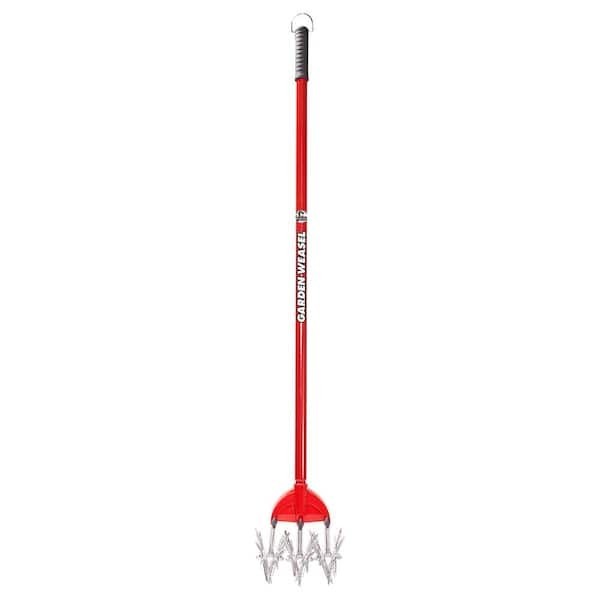 Garden Weasel Rotary Cultivator Long Handle 54 Inch Steel Hand Tiller Tool Soil