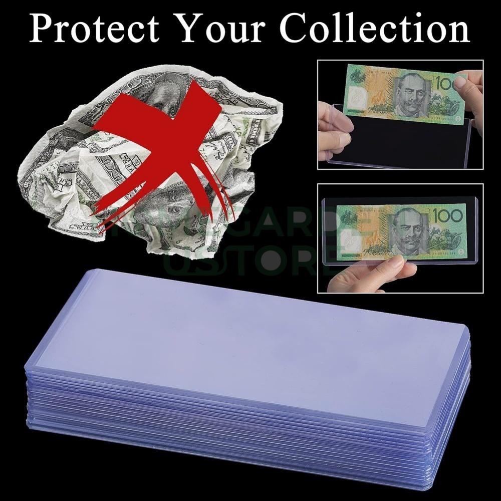 (50) CURRENCY HOLDERS Semi Rigid REGULAR Vinyl Sleeves for Banknotes Dollar Bill