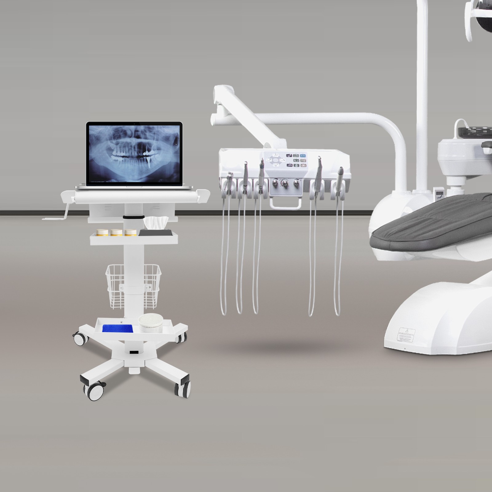 Medical Laptop Workstation Cart With Scanner Holder Storage For Hospital Clinic