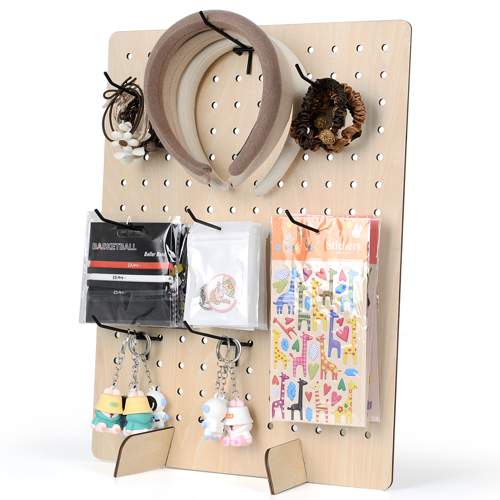 Wooden Pegboard Display Necklace Holder Stand Retail Display Rack, 17" x 13"