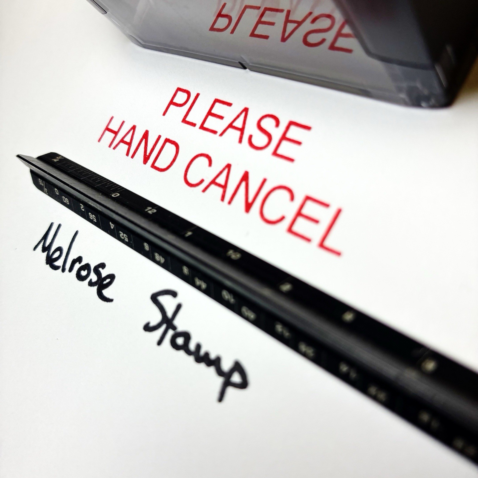 Please Hand Cancel Rubber Stamp Red Ink Self Inking Ideal 4913