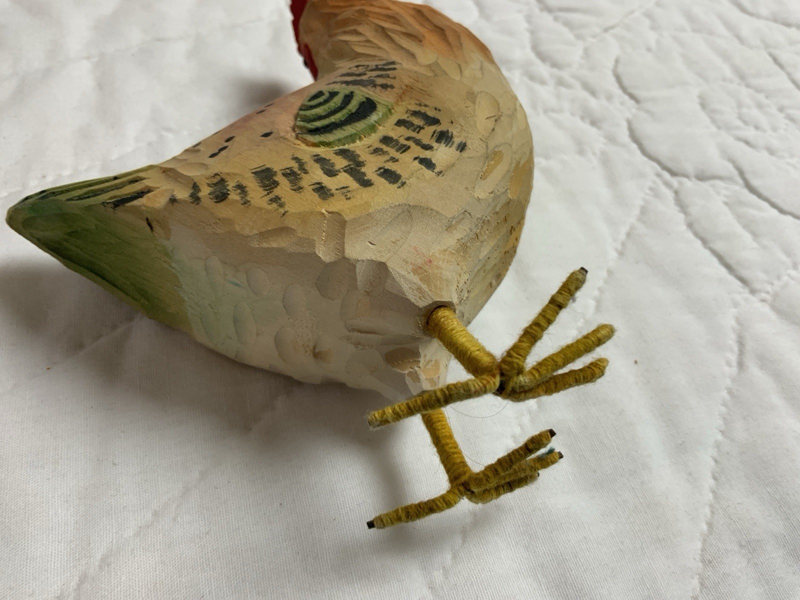 Rooster, Chicken Folk Art Figurine, Country, Wood, Carved, Hand Painted