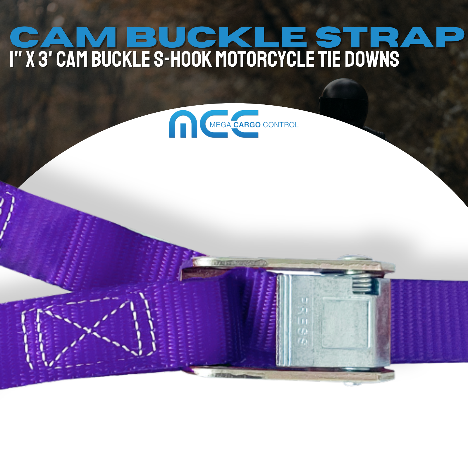 1 x 3 ft Cam Buckle Tie Down Strap with S Hook for Trailers