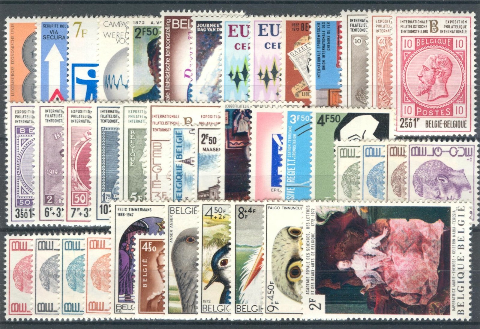 BE - BELGIUM 1972 complete year set  MNH