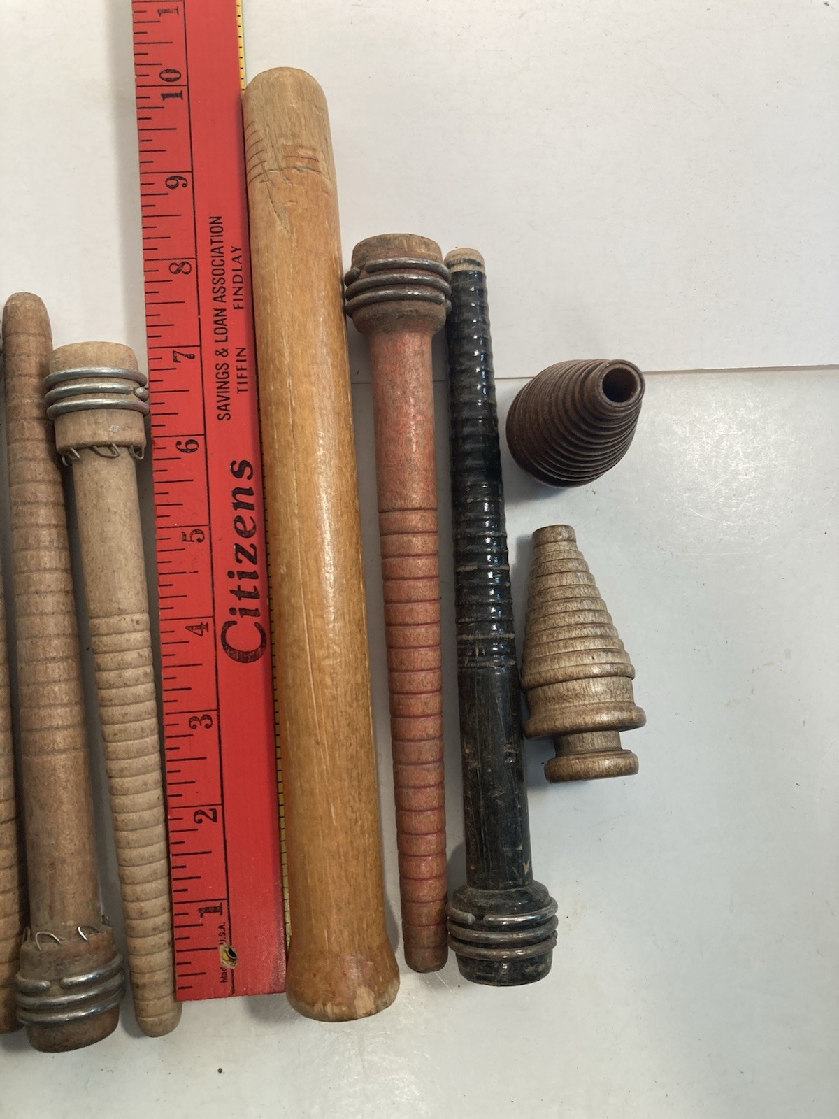 Wood Bobbins Spools Industrial Style 3"-10" Wooden Quills Mixed Lot-10