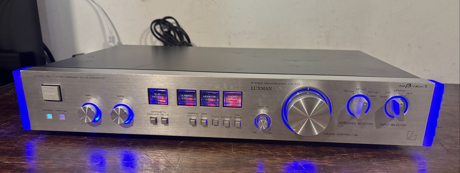 Luxman CX-100 Stereo Preamp -Recapped & Serviced & Custom Blue LED Sounds GREAT