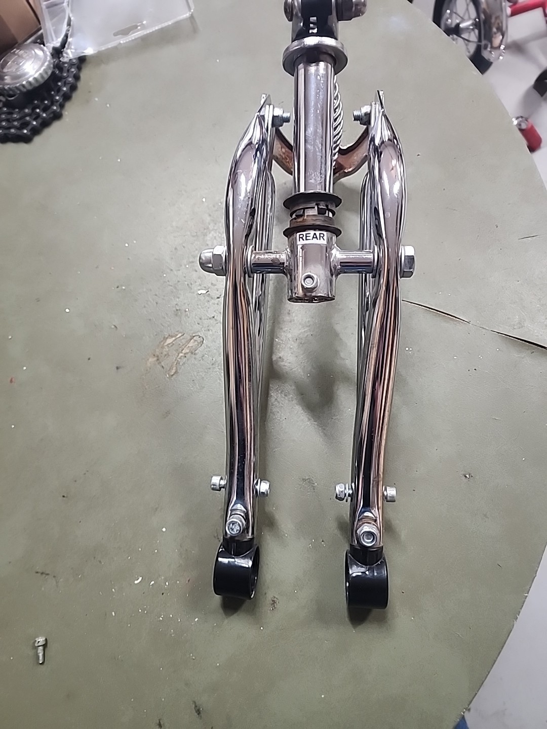 SCHWINN LIL STINGRAY TRICYCLE CHROME SPRINGER FRONT FORK HARD TO FIND NICE L$$K