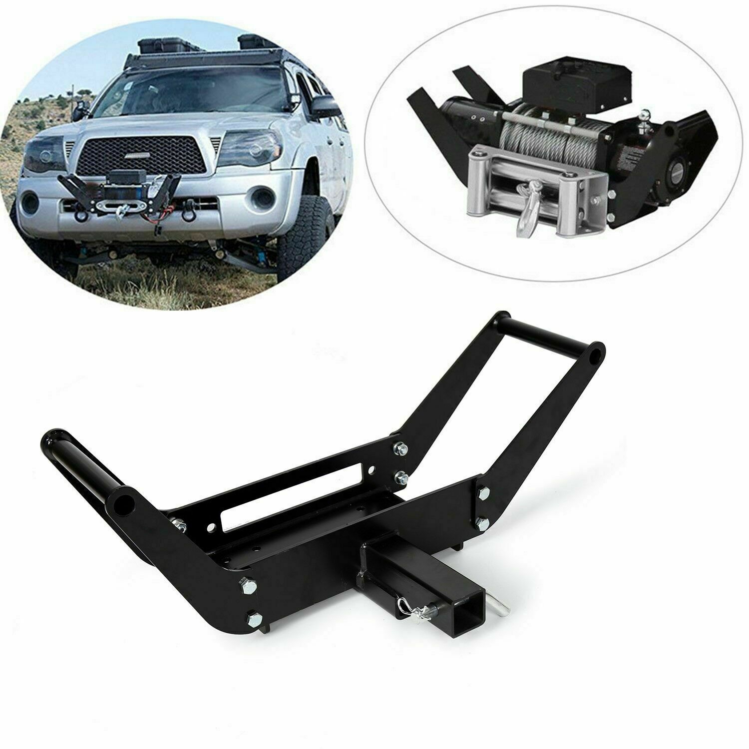 Foldable Winch Mounting Plate Cradle Mount For 2'' Hitch Receiver 4WD SUV Truck