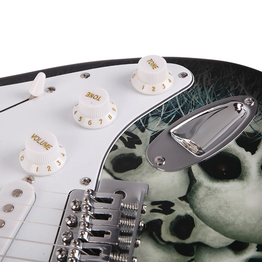 Skull Wasteland Full-Size Electric Guitar Package Strat Style Guitar w/ Gig Bag