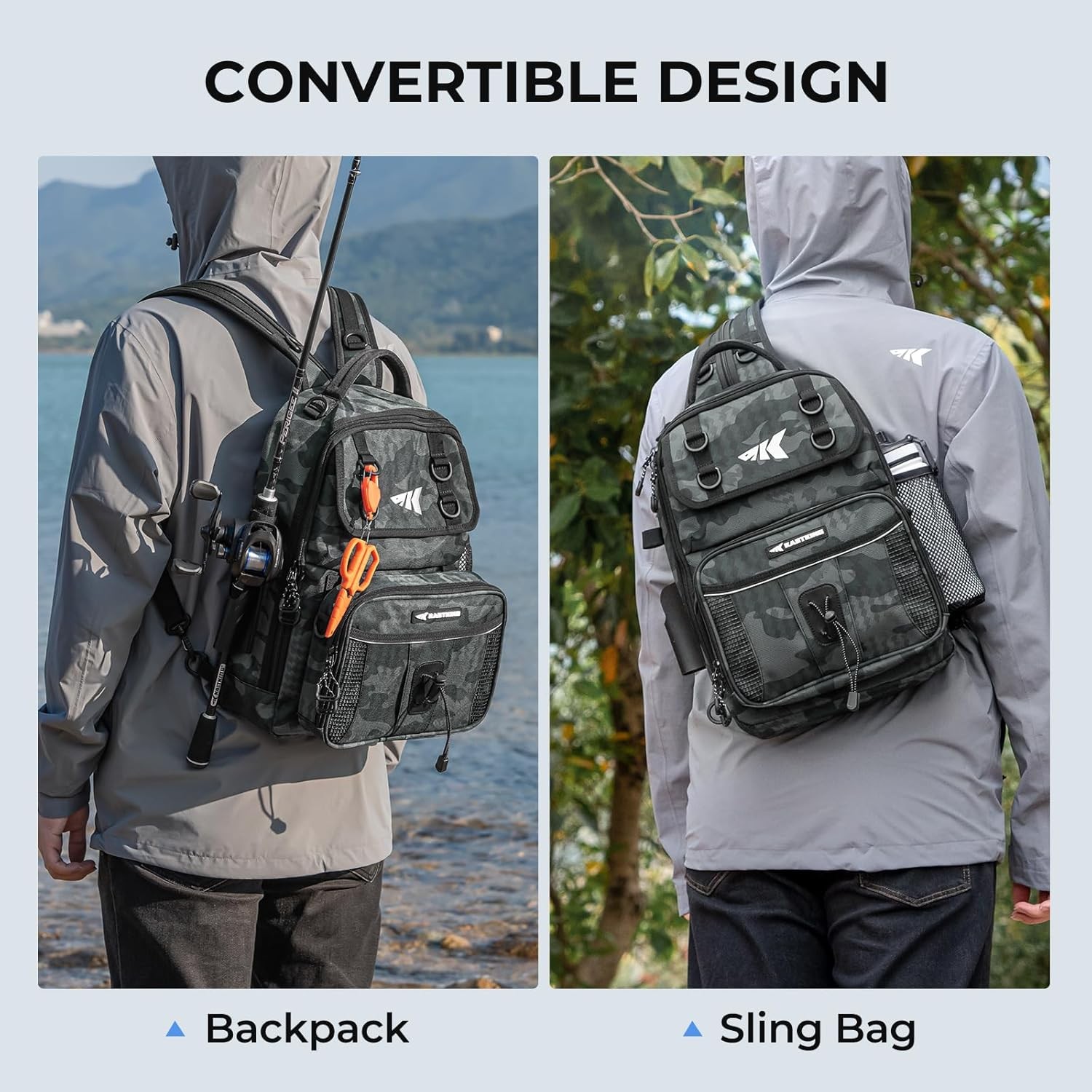 KastKing BaitSpace Fishing Sling Bag, Fishing Backpack with Rod & Beverage