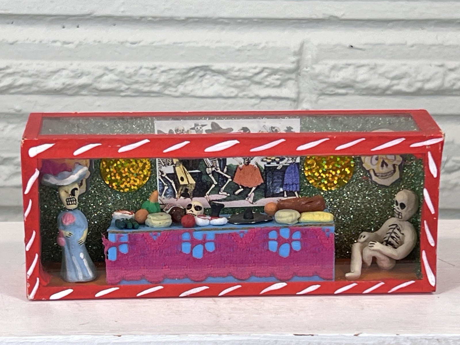 Mexican Day of the Dead Shadow Box Diorama Folk Art 2.5” by 6”